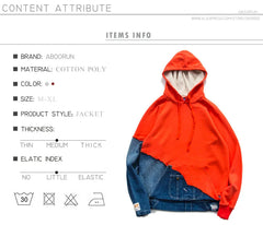 Vintage Denim Patchwork Jackets Hooded Coat