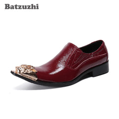 Leather Gold Metal Tip Business Wine Red