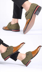 Cross tied double buckle footwear plus size male loafer trendy mix coluor shoe