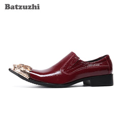 Leather Gold Metal Tip Business Wine Red