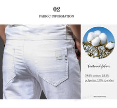 White Jeans Fashion Casual Classic Style Slim Fit Soft Trousers