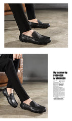 Moccasins Italian Black Genuine Leather Loafers Shoes