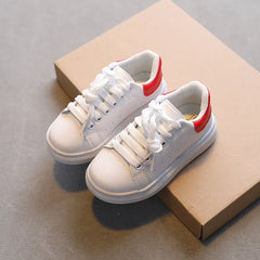 Soft White Boys Sports Shoes  Lace-up Light Sneakers