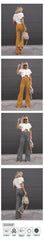 Slim Casual Female New Solid Mid-waist Street Long Flare Clothing