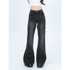 Vintage Aesthetic Denim Blue Flare Jeans