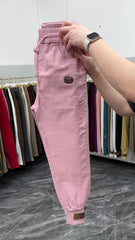 New Cotton Jeans Elastic Waist Harem Pants