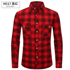 Brushed Plaid Cotton Long Sleeve Shirt