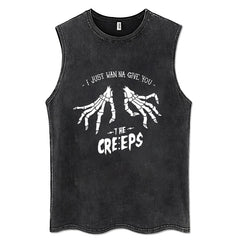 100% Cotton Vintage  Punk Rock Sleeveless Tshirts Gothic Vests