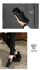 Moccasins Italian Black Genuine Leather Loafers Shoes