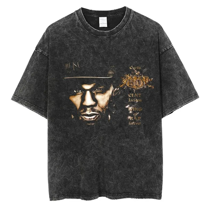 Quality Cotton Hip Hop Streetwear T-shirt 50 Cent Rapper Print Shirt