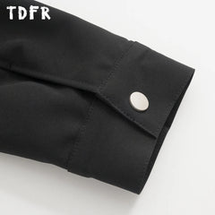 Spliced Jacket9Loose Lapel Long Sleeve Zipper Fly