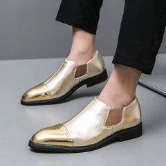 Gold Chelsea Boots PU Ankle Boots High Top  Golden Shoes