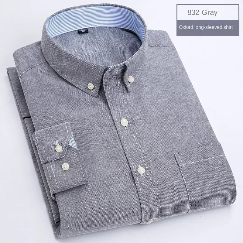 Oxford textile long sleeve slim fit shirt
