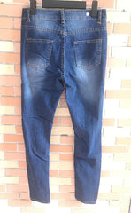 Designer Denim Waist Ripped Jeans