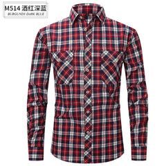 Brushed Plaid Cotton Long Sleeve Shirt
