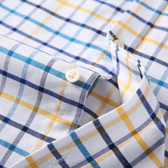 100% Pure Cotton Oxford Long Sleeve  Plaid Shirt