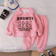 Polo Sweatshirt+Pants Sport Suits for Kids Boys Girls
