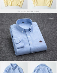 Long Sleeve Pure Cotton Oxford  Embroidered Shirt