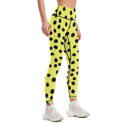 Lemon Black Dots Pattern Leggings