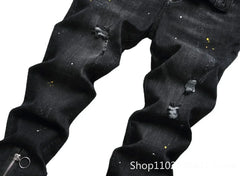 Cotton Skinny Denim  Holes Jeans