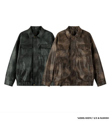 American Dyed PU Leather Jacket