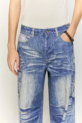 Retro Washed Worn Jeans  Straight Mopping Y2K Pants