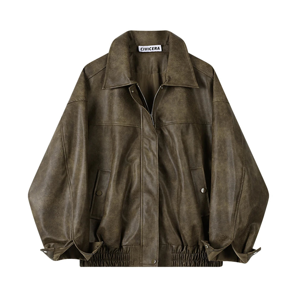 Vintage Distressed Brown Leather Jacket