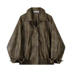 Vintage Distressed Brown Leather Jacket