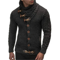 High-neck Sweater Knitted Thick Wool Button Top Retro Slim Fit
