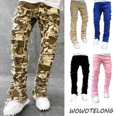 Tassel Damaged Denim Full Length Pants Hip-pop Trousers