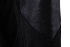 Cotton Neck Slim Fit Knitted Shirt with Leather Knitted Sweater