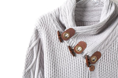 High-neck Sweater Knitted Thick Wool Button Top Retro Slim Fit