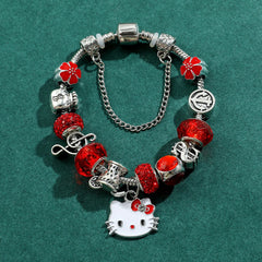 Anime Sanrio Charms Hello Kitty Bracelet Kawaii Pink Kitty Cat Pandant Bangle Diy Bracelet for Girl y2k Accessories Gifts