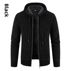 Fleece-lined Knitted Top Cardigan Jacket Hooded Pullovers