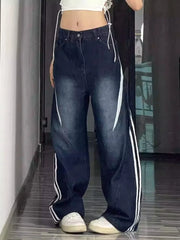 Vintage Embroidery Black Jeans Women
