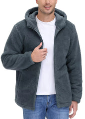 Hooded Fleece Jackets Thermal Warm Soft Fluffy Full Zip
