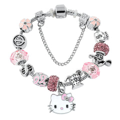 Anime Sanrio Charms Hello Kitty Bracelet Kawaii Pink Kitty Cat Pandant Bangle Diy Bracelet for Girl y2k Accessories Gifts