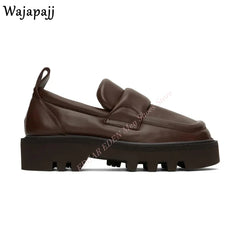 Soft Leather Shoes Thick Soled Round Toe Comfortable Men