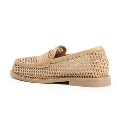 Mesh with leather Loafers  Slip On Penny Loafers Hollow Out Breathable Slip On Flat Shoes