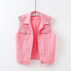 Colorful Denim Vest Women Jeans