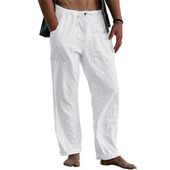 Cotton Linen Large Size white Straight trousers