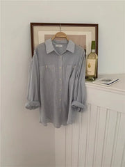 Polo Collar Striped Shirt