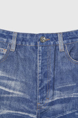 Retro Washed Worn Jeans  Straight Mopping Y2K Pants