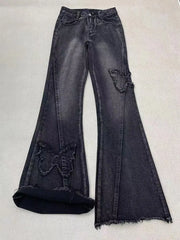 Vintage Aesthetic Denim Blue Flare Jeans
