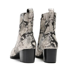 Ankle Boot Genuine Leather Mens Chelsea Crocodile Pattern
