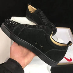 Rivets shoes cow suede leather studded shoe black trendy spikes footwear male