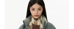 Retro American Neutral Denim Blue down Cotton Jacket