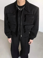 Padded Shoulder Jacket  American Retro Cotton Coat