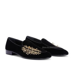 High Quality Blue Black Spike Shoes For Men Slip-on Sapatilhas Low Heeled Men Loafers