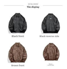PU Leather Lapel Jacket American Style